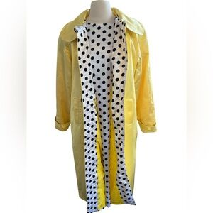 Vintage Ashro 2-piece Yellow Trench Coat w/Black & white polka dot dress Size 16